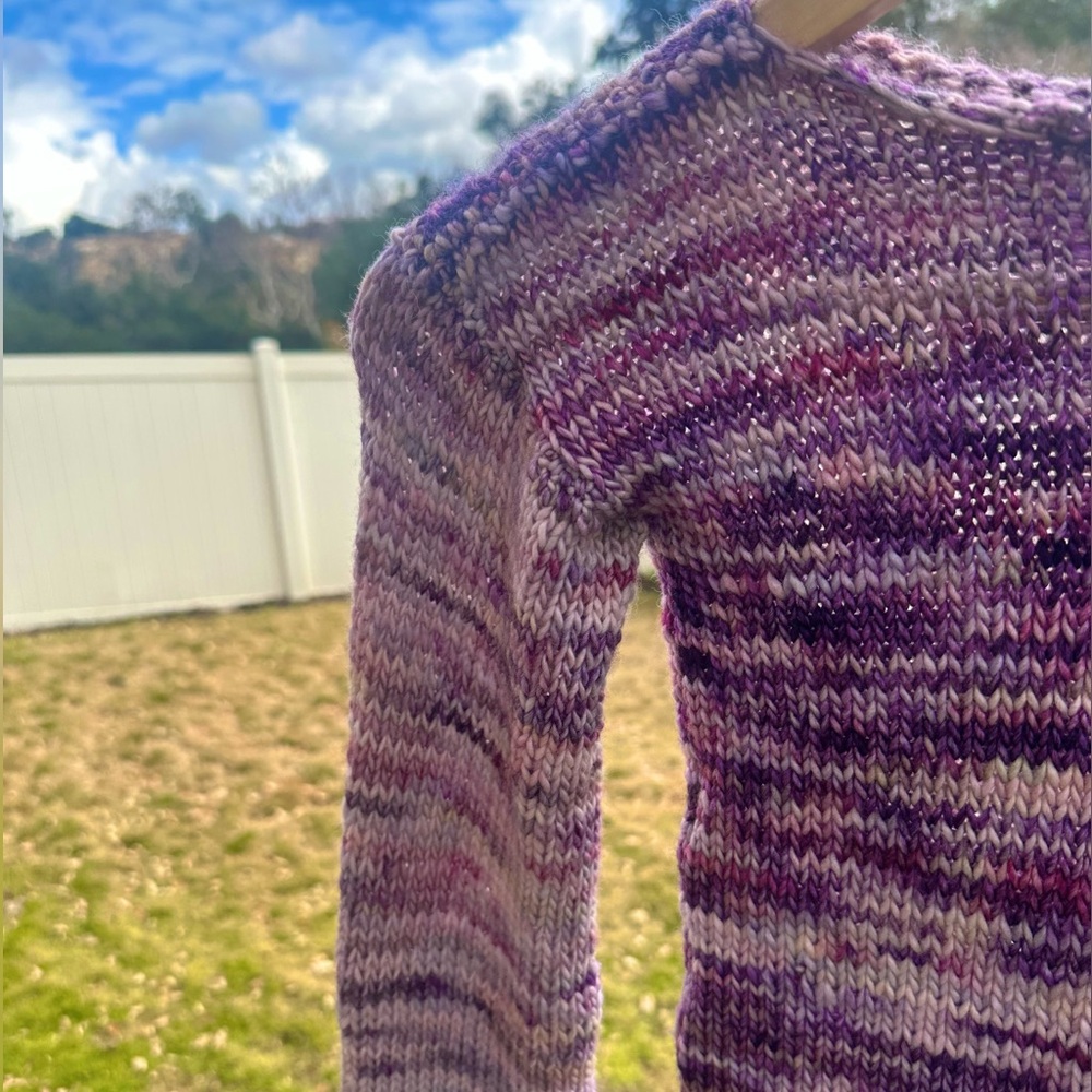 Handmade one of a kind purple knit sweater! - Picture 4 of 6